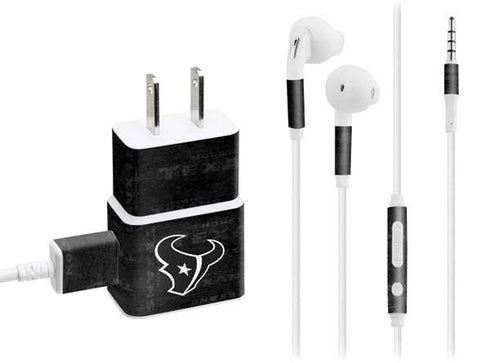NFL Houston Texans Black & White Phone Charger Skin